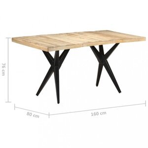 Jedálenský stôl masívne drevo / oceľ Dekorhome 160x80x76 cm,Jedálenský stôl masívne drevo / oceľ Dekorhome 160x80x76 cm