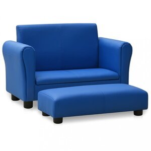 Detská sedačka s podnožkou umelá koža Dekorhome Modrá,Detská sedačka s podnožkou umelá koža Dekorhome Modrá