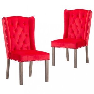 Jedálenská stolička 2 ks zamat / kaučukovník Dekorhome Červená,Jedálenská stolička 2 ks zamat / kaučukovník Dekorhome Červená
