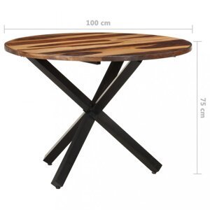 Jedálenský stôl akácie / čierna Dekorhome 100x100x75 cm,Jedálenský stôl akácie / čierna Dekorhome 100x100x75 cm