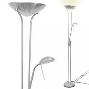 Stojací stmievací LED lampa Dekorhome Strieborná,Stojací stmievací LED lampa Dekorhome Strieborná
