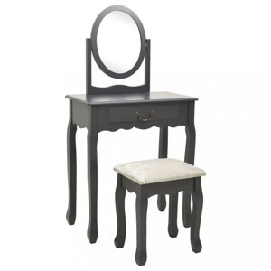 Toaletný stolík s taburetom Dekorhome Sivá,Toaletný stolík s taburetom Dekorhome Sivá