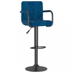 Barová stolička zamat / kov Dekorhome Modrá,Barová stolička zamat / kov Dekorhome Modrá