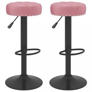 Barové stoličky 2 ks zamat / kov Dekorhome Ružová,Barové stoličky 2 ks zamat / kov Dekorhome Ružová