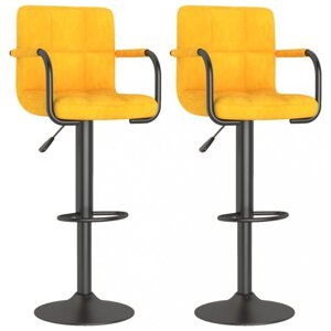 Barová stolička 2 ks zamat / kov Dekorhome Žltá,Barová stolička 2 ks zamat / kov Dekorhome Žltá