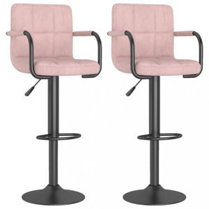 Barová stolička 2 ks zamat / kov Dekorhome Ružová,Barová stolička 2 ks zamat / kov Dekorhome Ružová