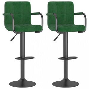Barová stolička 2 ks zamat / kov Dekorhome Tmavo zelená,Barová stolička 2 ks zamat / kov Dekorhome Tmavo zelená