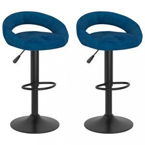 Barová stolička 2 ks zamat / kov Dekorhome Modrá,Barová stolička 2 ks zamat / kov Dekorhome Modrá