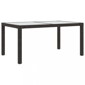 Záhradný stôl 150x90x75 cm sklo / polyratan Dekorhome Hnedá / priehľadná,Záhradný stôl 150x90x75 cm sklo / polyratan Dekorhome Hnedá / priehľadná