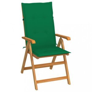 Skladacia záhradná stolička s poduškami teak / látka Dekorhome Tmavo zelená,Skladacia záhradná stolička s poduškami teak / látka Dekorhome Tmavo zelen