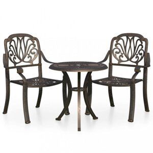 Záhradný bistro set 3 ks liaty hliník Dekorhome Bronzová,Záhradný bistro set 3 ks liaty hliník Dekorhome Bronzová