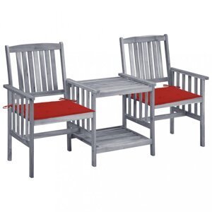 Zaradné stoličky so stolíkom akácia / látka Dekorhome Červená,Zaradné stoličky so stolíkom akácia / látka Dekorhome Červená