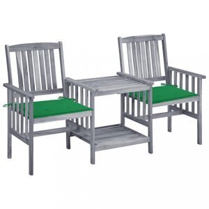 Zaradné stoličky so stolíkom akácia / látka Dekorhome Tmavo zelená,Zaradné stoličky so stolíkom akácia / látka Dekorhome Tmavo zelená