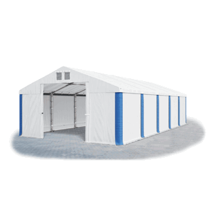 Garážový stan 6x8x2,5m strecha PVC 560g/m2 boky PVC 500g/m2 konštrukcia ZIMA Biela Biela Modré,Garážový stan 6x8x2,5m strecha PVC 560g/m2 boky PVC 500