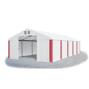 Garážový stan 8x8x4m strecha PVC 560g/m2 boky PVC 500g/m2 konštrukcia ZIMA Biela Biela Červené,Garážový stan 8x8x4m strecha PVC 560g/m2 boky PVC 500g/