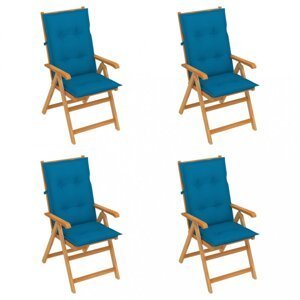 Skladacia záhradná stolička 4 ks s poduškami Dekorhome Svetlo modrá,Skladacia záhradná stolička 4 ks s poduškami Dekorhome Svetlo modrá
