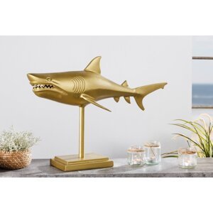 Dekoračná socha žralok AMEIS 70 cm Dekorhome Zlatá,Dekoračná socha žralok AMEIS 70 cm Dekorhome Zlatá