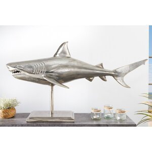 Dekoračná socha žralok AMEIS 100 cm Dekorhome Strieborná,Dekoračná socha žralok AMEIS 100 cm Dekorhome Strieborná