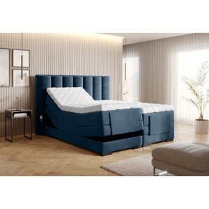 Elektrická polohovacia boxspringová posteľ VERONA 160 Lukso 40 - modrá,Elektrická polohovacia boxspringová posteľ VERONA 160 Lukso 40 - modrá