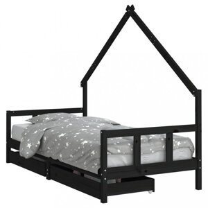 Detská domčeková posteľ so šuplíkmi Dekorhome 90 x 200 cm,Detská domčeková posteľ so šuplíkmi Dekorhome 90 x 200 cm