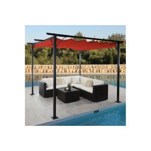 Pergola so sťahovacou strechou 3,5x3,5 m Dekorhome Tehlová,Pergola so sťahovacou strechou 3,5x3,5 m Dekorhome Tehlová