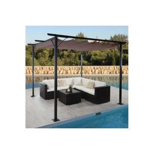 Pergola so sťahovacou strechou 3,5x3,5 m Dekorhome Sivá,Pergola so sťahovacou strechou 3,5x3,5 m Dekorhome Sivá