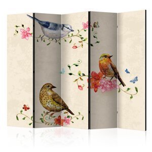 Paraván Bird Song Dekorhome 225x172 cm (5-dielny),Paraván Bird Song Dekorhome 225x172 cm (5-dielny)