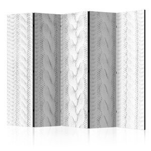 Paraván White Knit Dekorhome 225x172 cm (5-dielny),Paraván White Knit Dekorhome 225x172 cm (5-dielny)