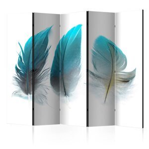 Paraván Blue Feathers Dekorhome 225x172 cm (5-dielny),Paraván Blue Feathers Dekorhome 225x172 cm (5-dielny)