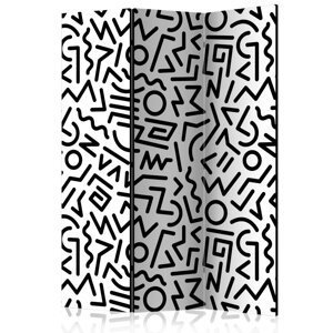 Paraván Black and White Maze Dekorhome 135x172 cm (3-dielny),Paraván Black and White Maze Dekorhome 135x172 cm (3-dielny)