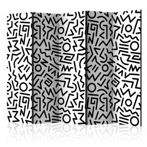 Paraván Black and White Maze Dekorhome 225x172 cm (5-dielny),Paraván Black and White Maze Dekorhome 225x172 cm (5-dielny)