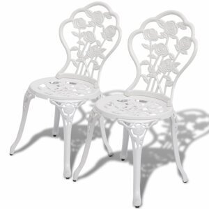 Záhradné bistro stoličky 2 ks liaty hliník Biela,Záhradné bistro stoličky 2 ks liaty hliník Biela