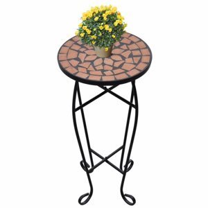 Mozaikový stolík na kvety keramika Dekorhome Tehlová,Mozaikový stolík na kvety keramika Dekorhome Tehlová