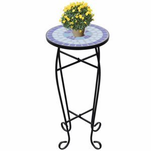 Mozaikový stolík na kvety keramika Dekorhome Modrá,Mozaikový stolík na kvety keramika Dekorhome Modrá