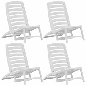 Skladacie plážové stoličky 4 ks plast Dekorhome Biela,Skladacie plážové stoličky 4 ks plast Dekorhome Biela