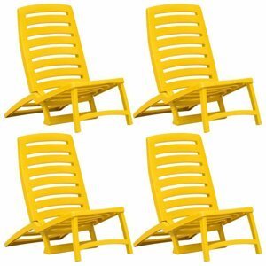 Skladacie plážové stoličky 4 ks plast Dekorhome Žltá,Skladacie plážové stoličky 4 ks plast Dekorhome Žltá