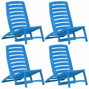 Skladacie plážové stoličky 4 ks plast Dekorhome Modrá,Skladacie plážové stoličky 4 ks plast Dekorhome Modrá