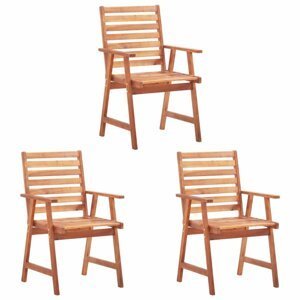 Záhradná jedálenská stolička 3 ks akáciové drevo Dekorhome,Záhradná jedálenská stolička 3 ks akáciové drevo Dekorhome