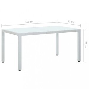 Záhradný stôl biely polyratan Dekorhome 150x90x75 cm,Záhradný stôl biely polyratan Dekorhome 150x90x75 cm