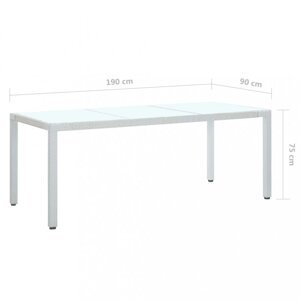 Záhradný stôl biely polyratan Dekorhome 190x90x75 cm,Záhradný stôl biely polyratan Dekorhome 190x90x75 cm