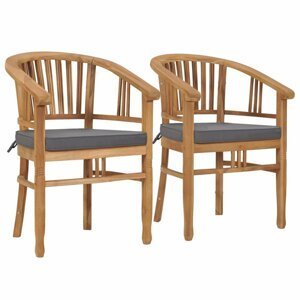 Záhradná stolička s poduškami 2 ks teakové drevo Dekorhome Sivá,Záhradná stolička s poduškami 2 ks teakové drevo Dekorhome Sivá