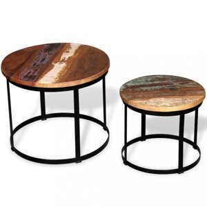 Konferenčný stolík 2 ks drevo / kov Dekorhome Recyklované drevo,Konferenčný stolík 2 ks drevo / kov Dekorhome Recyklované drevo