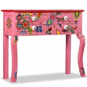 Odkladací stolík ručne maľovaný Dekorhome Ružová,Odkladací stolík ručne maľovaný Dekorhome Ružová