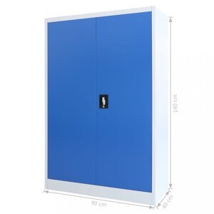 Kancelárska skriňa sivá / modrá Dekorhome 90x40x140cm,Kancelárska skriňa sivá / modrá Dekorhome 90x40x140cm
