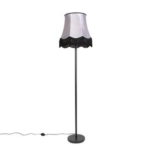 Klasická stojaca lampa čierna so sivým odtieňom Granny B - Simplo