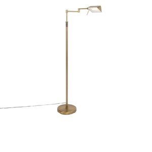 Dizajnová stojaca lampa bronzová vrátane LED s dotykovým stmievačom - Notia