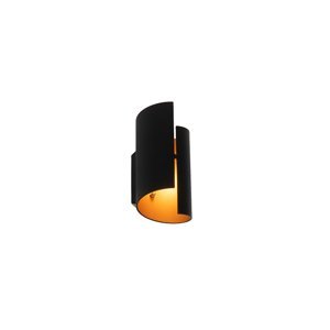 Dizajnová nástenná lampa čierna so zlatom - Faldo
