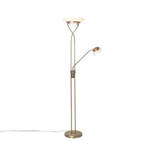 Stojatá lampa bronzová vrátane LED a stmievača s lampou na čítanie - Empoli
