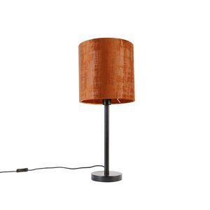 Moderná stolná lampa čierna s červeným tienidlom 25 cm - Simplo
