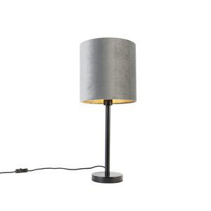 Moderná stolná lampa čierna so sivým tienidlom 25 cm - Simplo